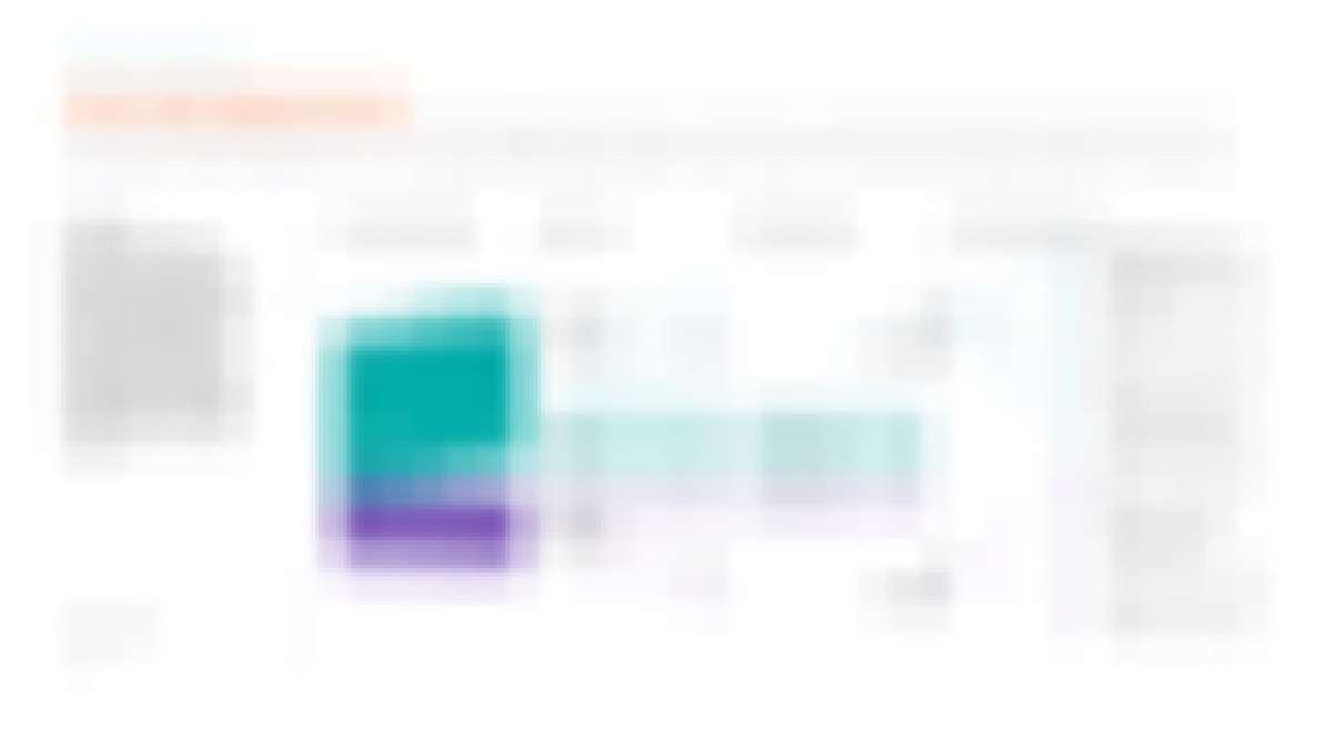 A deliberately blurred Sankey dashboard. Shapes and color remain; every figure and label is unreadable.