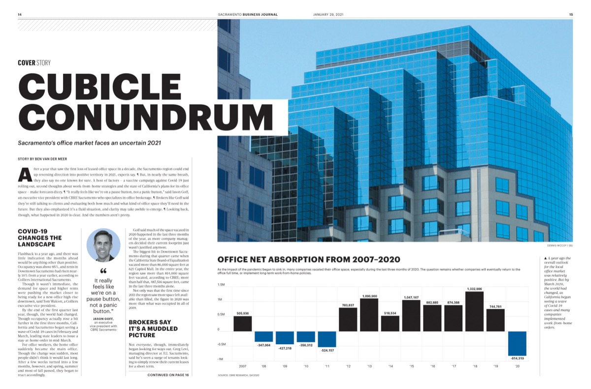 Sacramento Business Journal digital edition, Jan 2021. Covers and feature spreads sample 3.