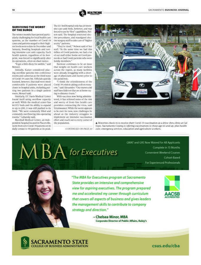 Sacramento Business Journal digital edition, Feb 2021. Digital and special features sample 3.